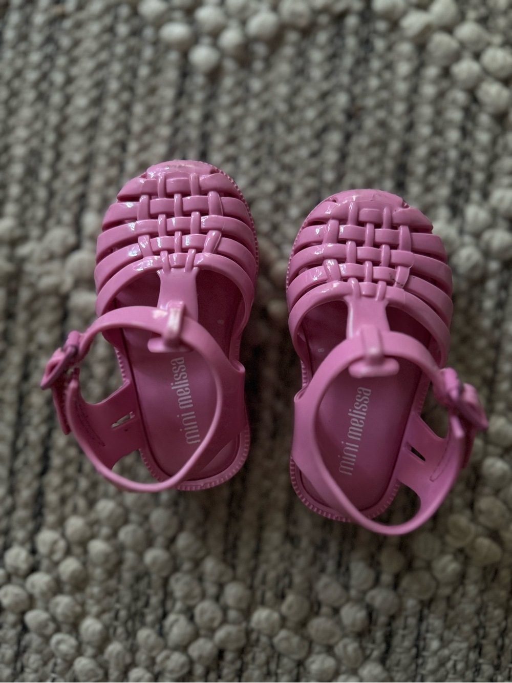Mini Melissa Pink Woven Jelly Sandals
